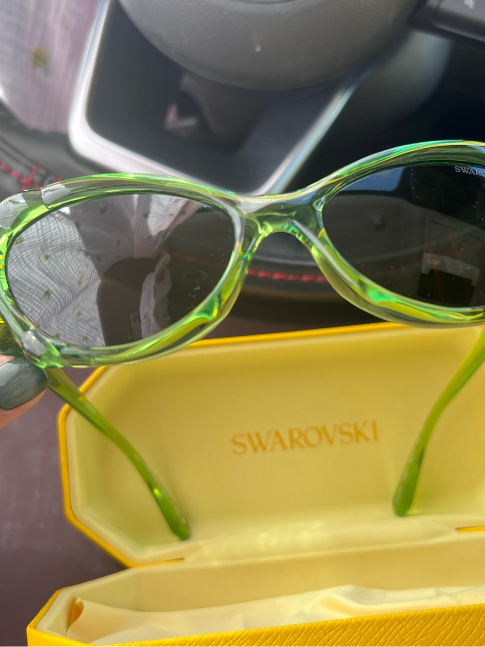 Swarovski Translucent Lime Green Crystal Women's Sunglasses